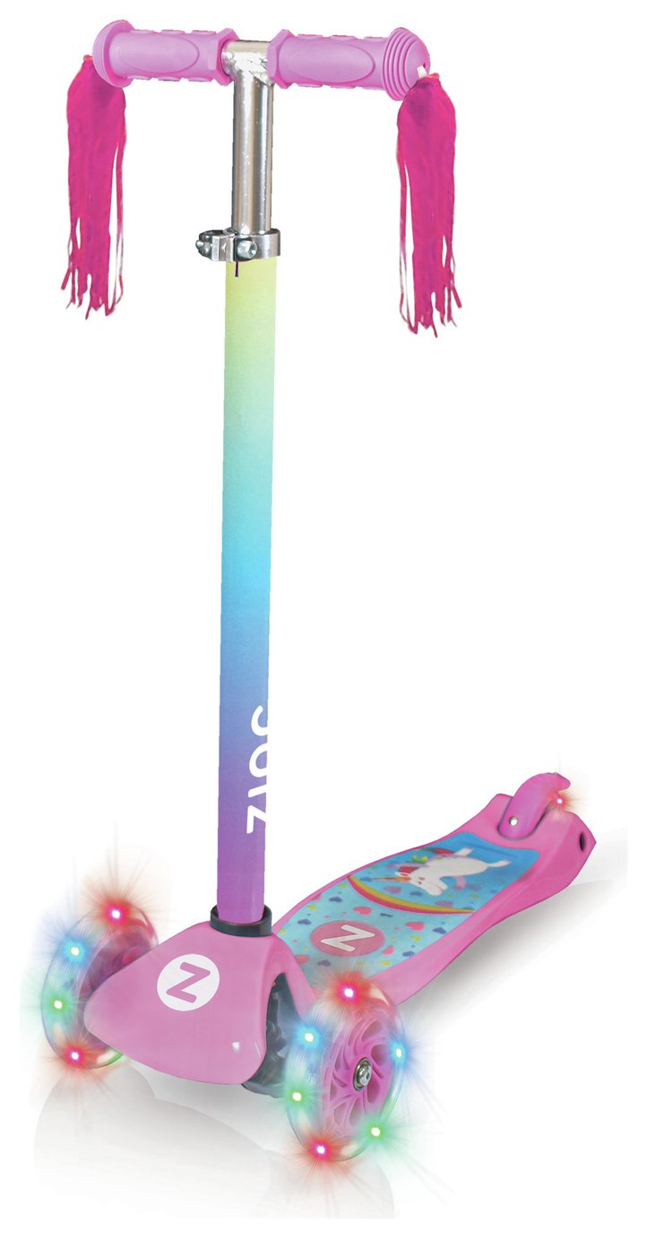 Zinc Safari Unicorn Light Up 3 Wheel Scooter