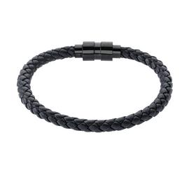 Revere Men's Stainless Steel and Navy Leather Bracelet