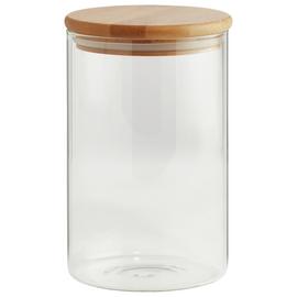 Argos Home 1 Litre Round Glass Jar with Bamboo Lid