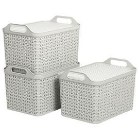 Strata Pack of 3 35 Litre Urban Basket with Lid - Grey