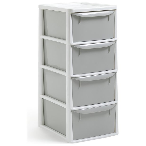 Buy Argos Home 4 Drawer Plastic Drawers - Light Grey | Plastic storage boxes and drawers | Argos