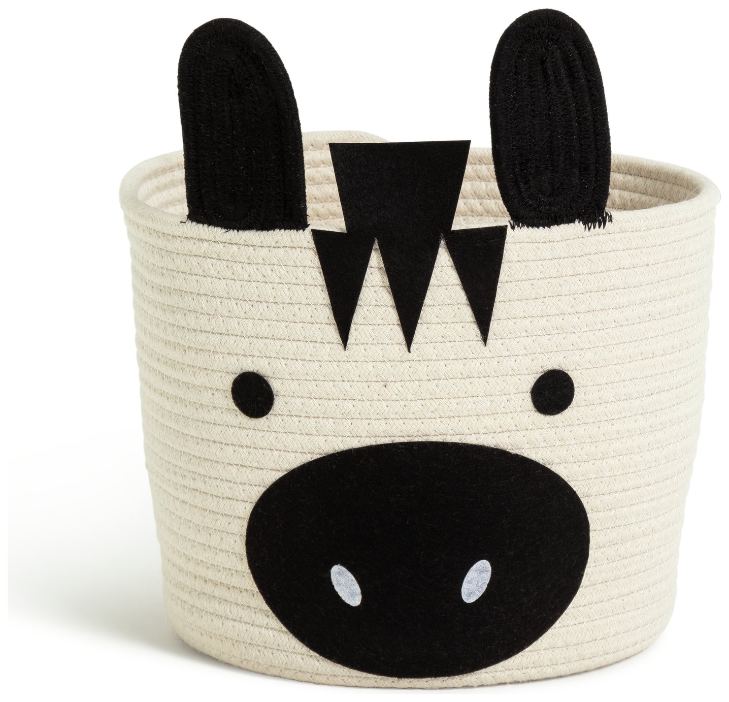 Habitat Zebra Rope Kids Storage Basket - Cream & Black