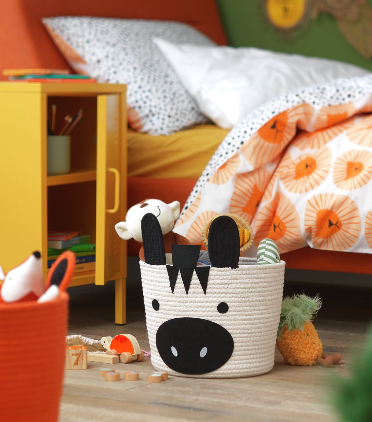 Habitat Zebra Rope Kids Storage Basket - Cream & Black