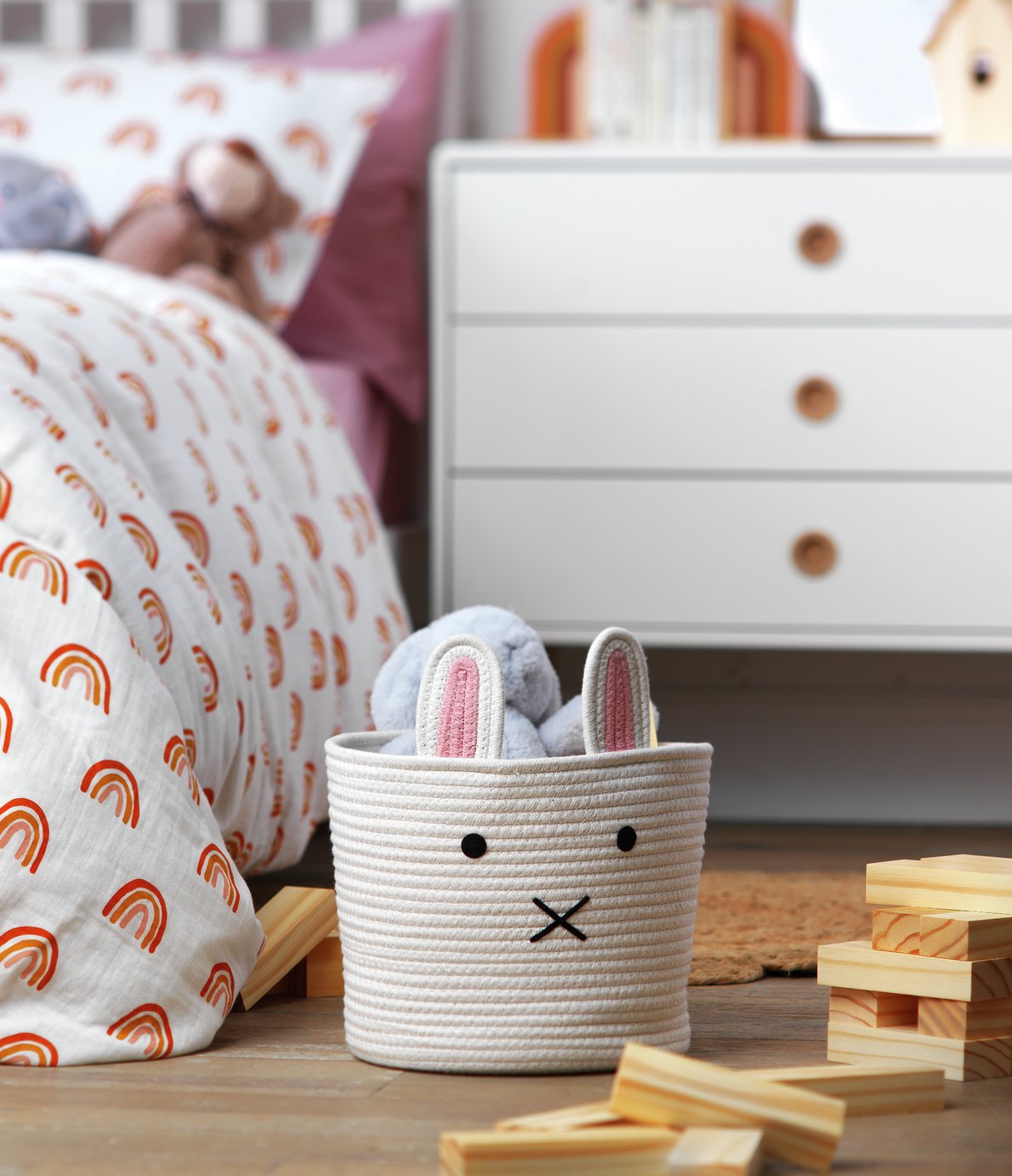 Habitat Bunny Rope Kids Storage Basket - Cream