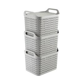 Strata Pack of 3 14L Urban Baskets with Lid - Light Grey
