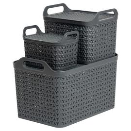 Strata Pack of 3 Urban Baskets with Lid - Slate