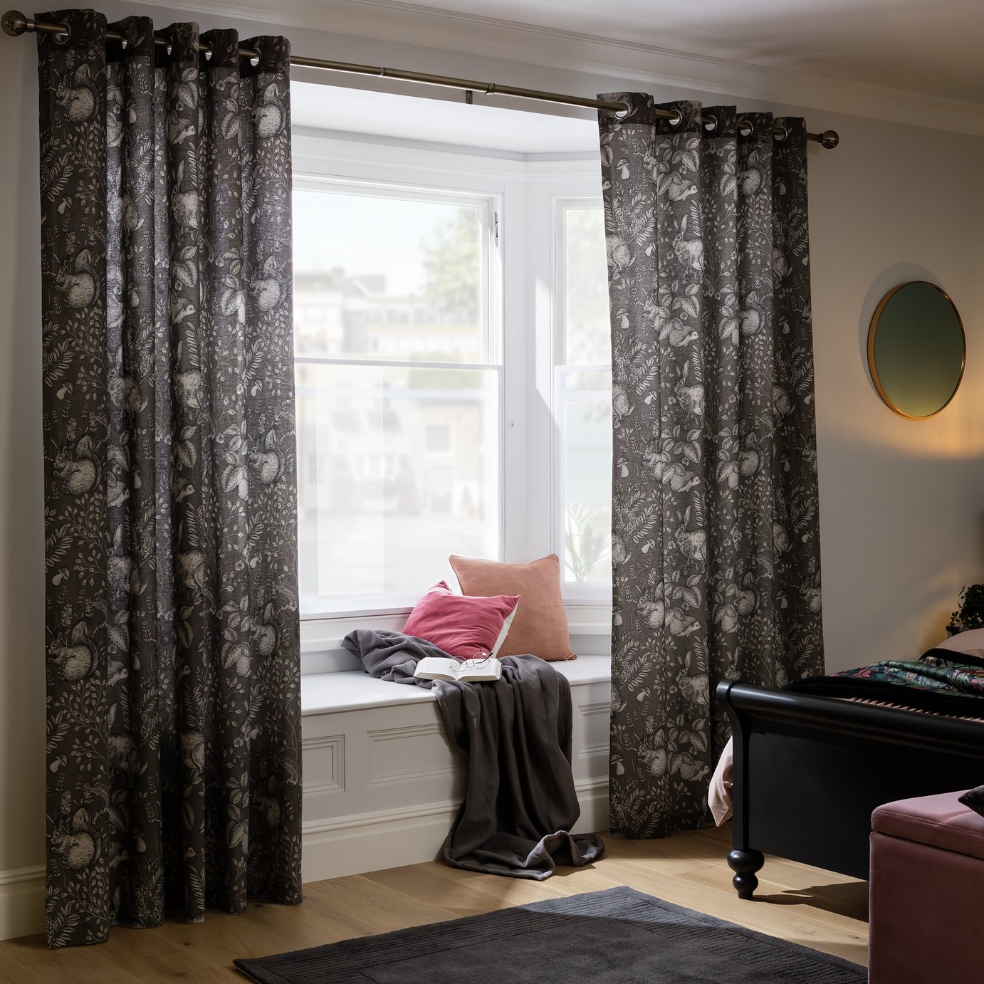 Habitat Forest Eyelet Curtains - Grey - 168x229cm