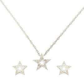 Revere Sterling Silver Star Diamond Earring and Pendant Set