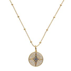Revere Gold Plated Silver Round Cubic Zirconia Disc Pendant