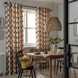 Habitat Geo Print Lined Eyelet Curtains - Multicoloured