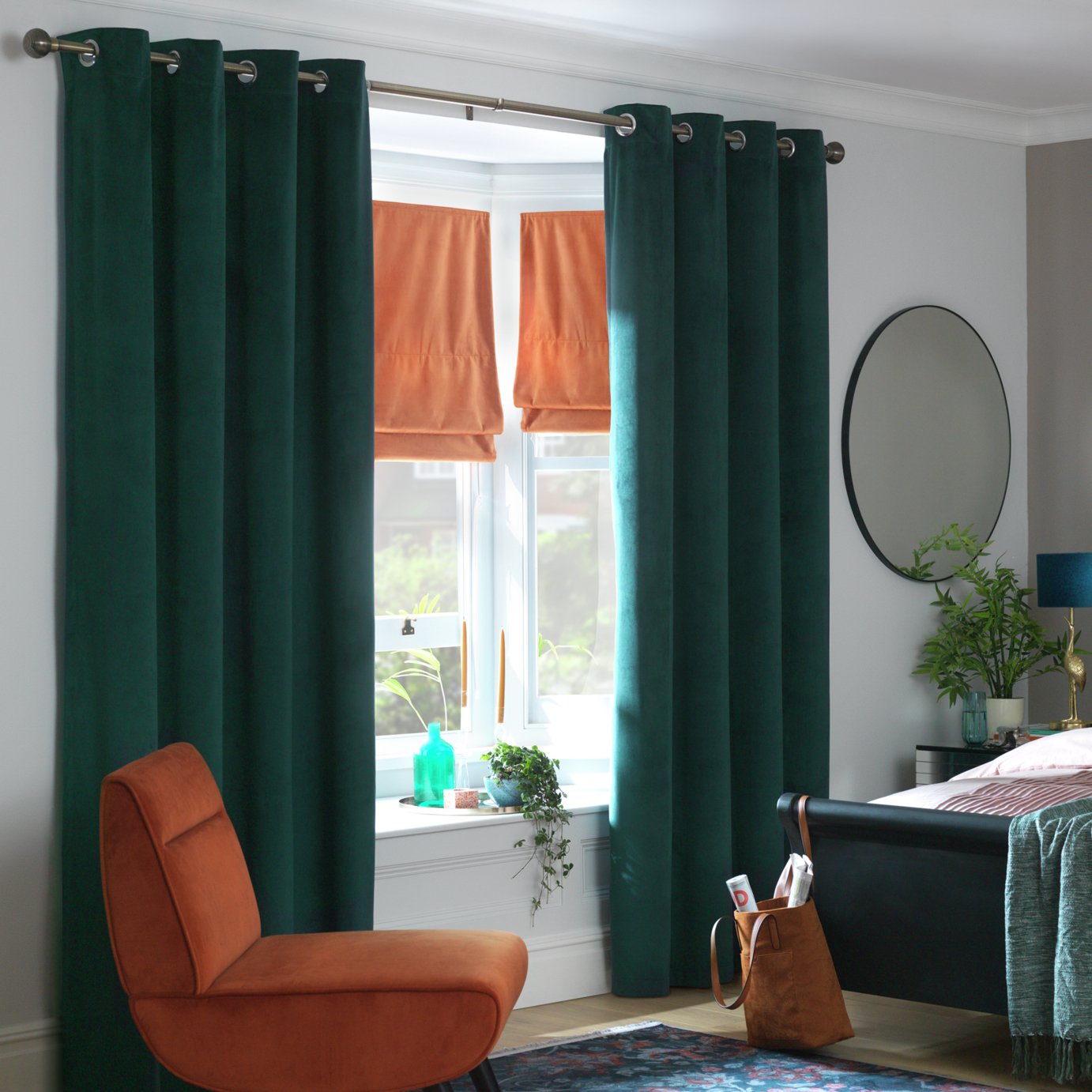 Habitat Eyelet Curtains - Emerald - 168x183cm