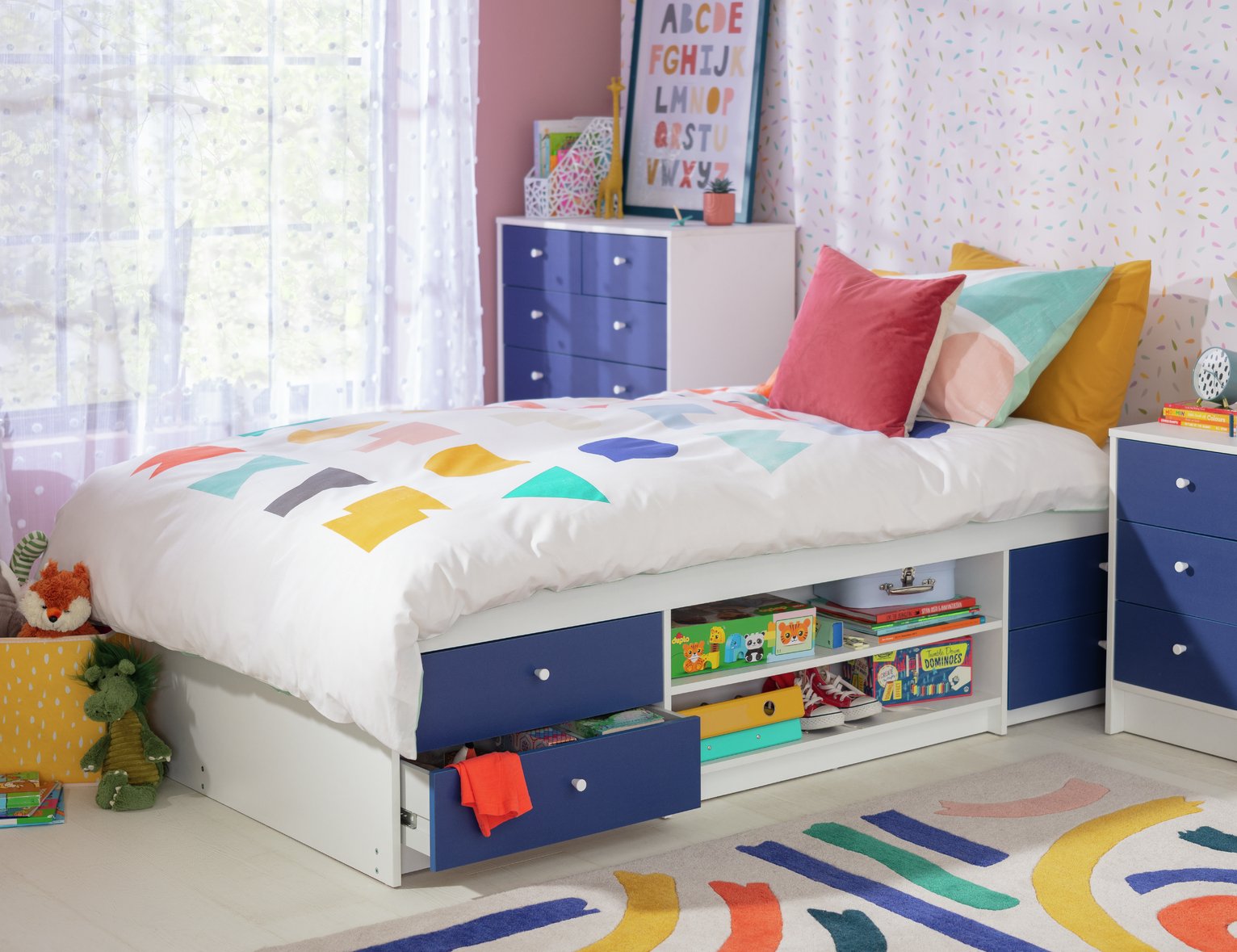 Argos Home Malibu Storage Cabin Bed - Blue & White