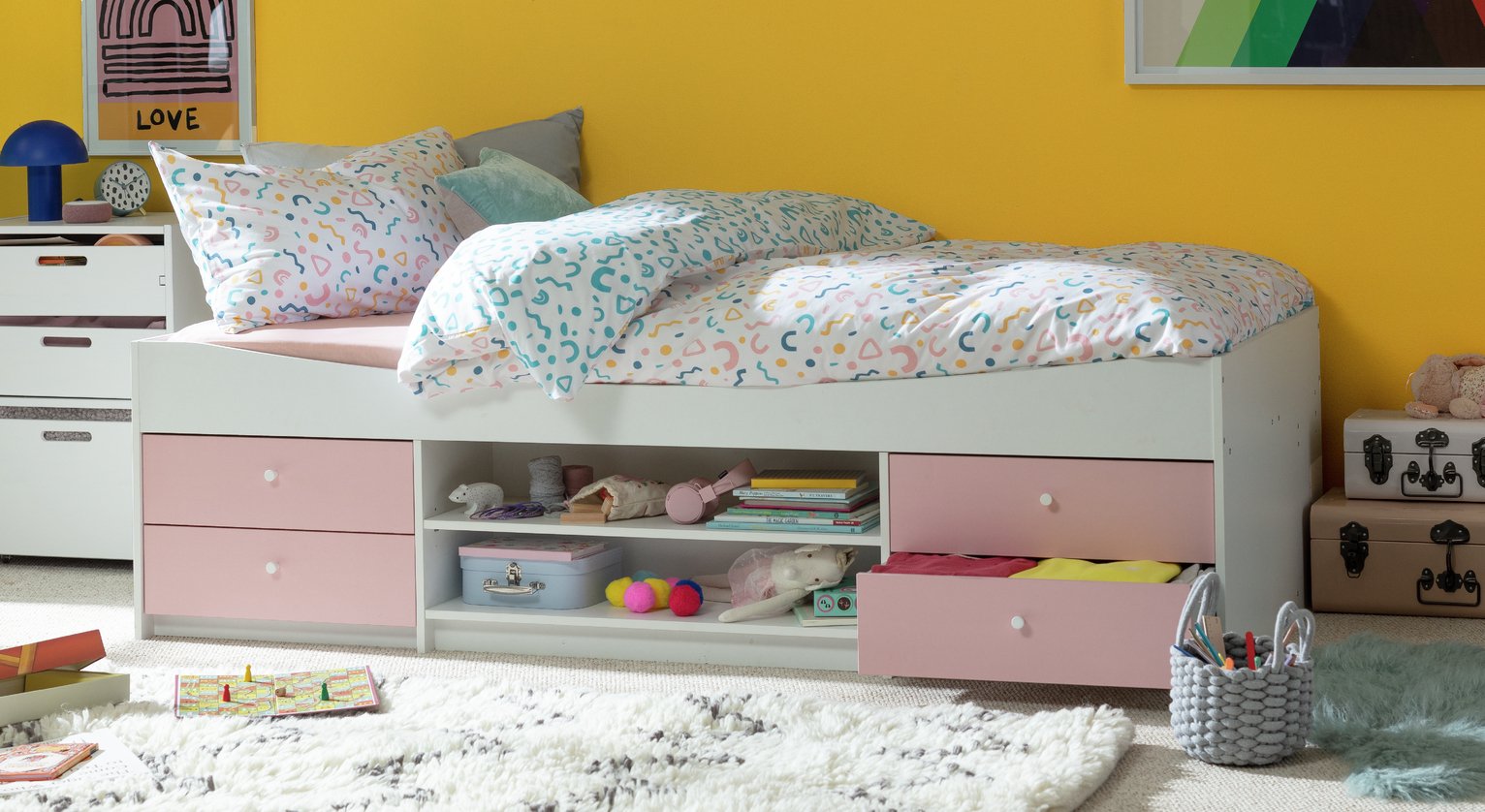 Argos Home Malibu Storage Cabin Bed - Pink & White