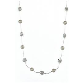 Anne Klien Silver Plated Faux Pearl and Crystal Necklace