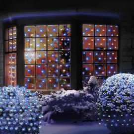 Premier Decorations Blue & White Net Christmas Window Lights