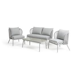 Habitat Riya 4 Seater Cane Effect Garden Sofa Set-Light Grey