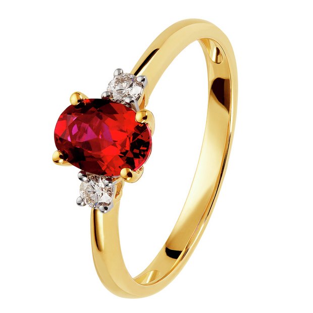 Buy Revere 9ct Gold 0.10ct Diamond and Ruby Engagement Ring Q