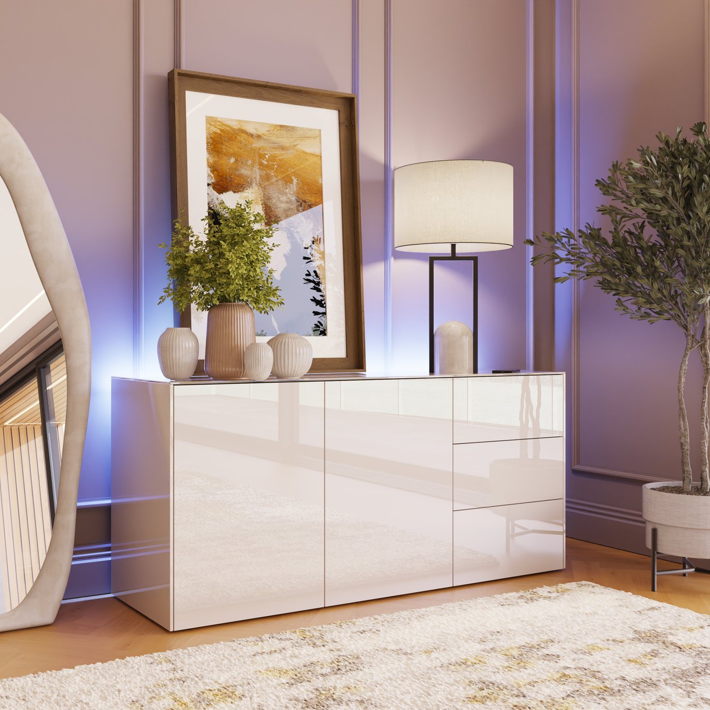 Frank Olsen Intel Smart 2 Door 3 Drawer Sideboard - White