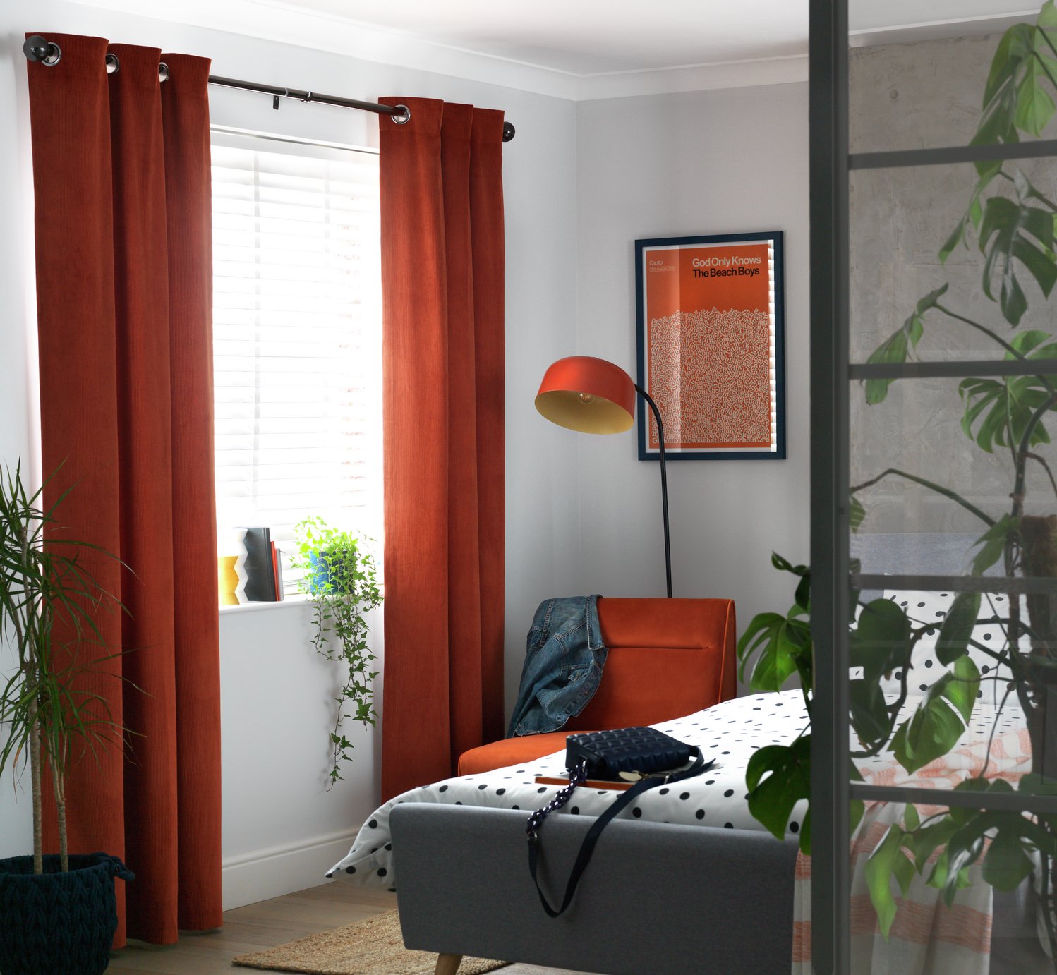 Habitat Cord Eyelet Curtains - Terracotta - 168x229cm
