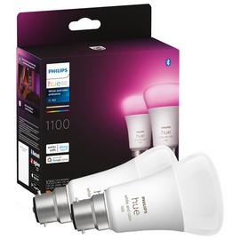 Philips Hue B22 Colour Smart Bulb With Bluetooth - 2 Pack