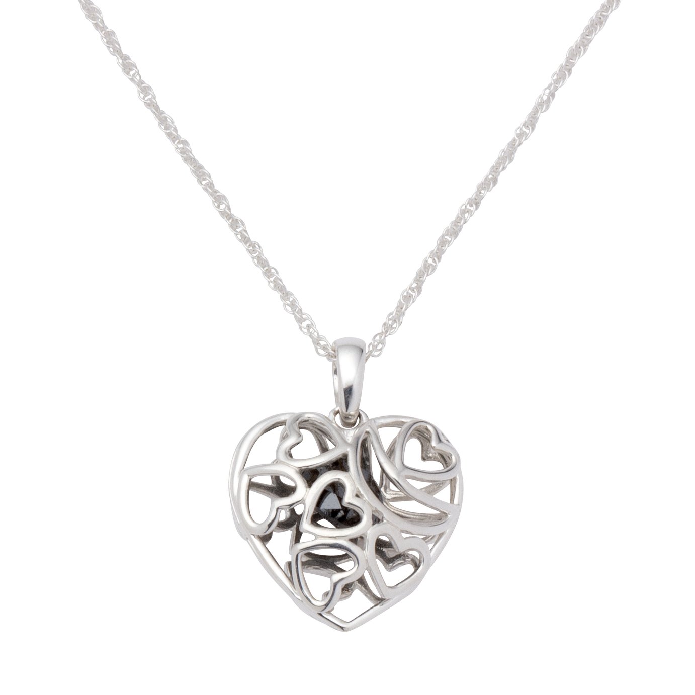 Revere Sterling Silver 1ct Diamond Caged Heart Pendant 