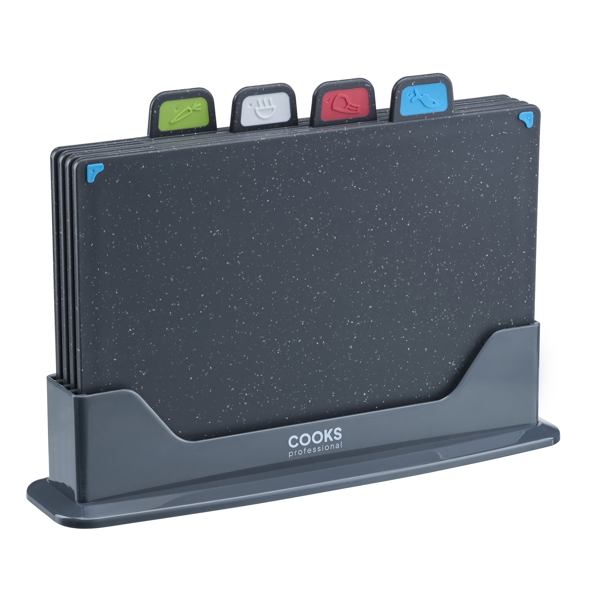 Cooks Professional 4 Piece Index Chopping Board Set - Dark Grey