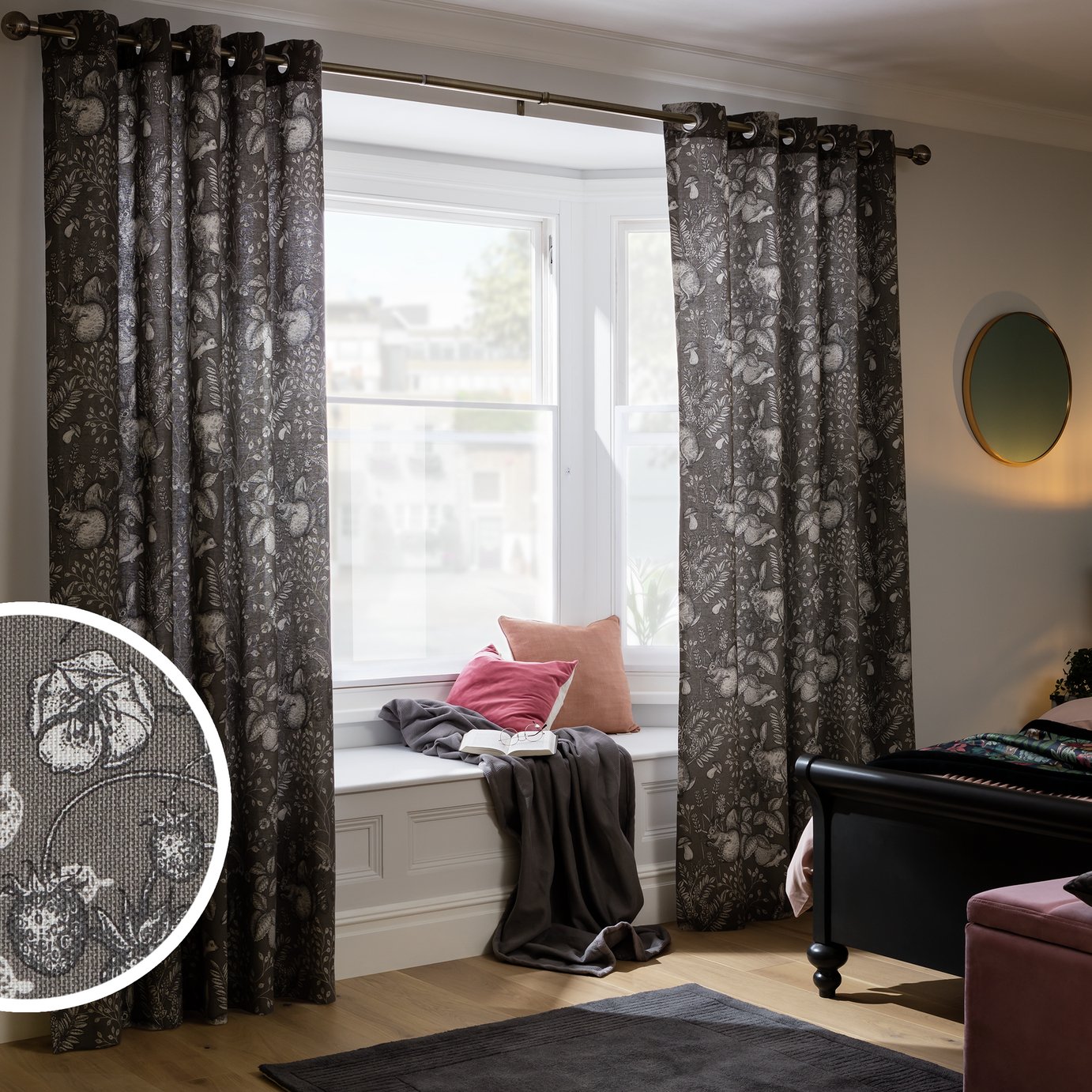 Habitat Forest Eyelet Curtains - Grey - 168x183cm