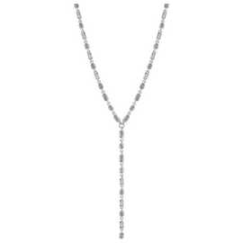 Lipsy Silver Coloured Baguette Glass Drop Pendant Necklace