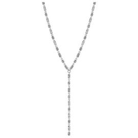 Lipsy Silver Coloured Baguette Glass Drop Pendant Necklace