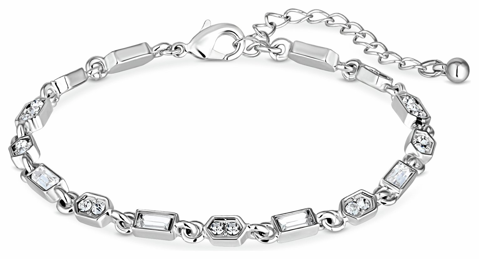 Lipsy Silver Coloured Baguette Square Glass Fine Bracelet