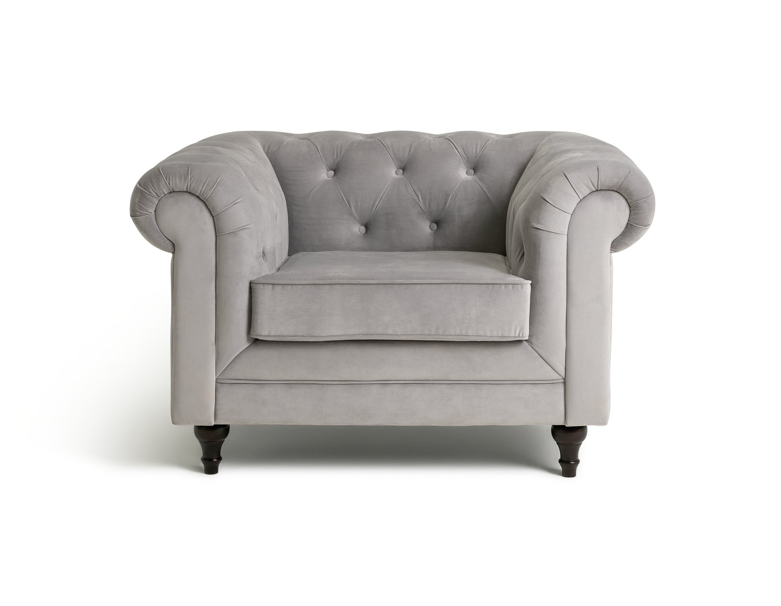 Habitat Chesterfield Velvet Armchair - Light Grey