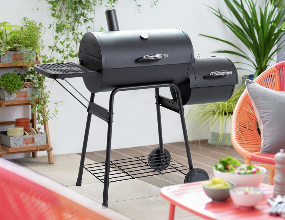 Argos Home Drum Charcoal BBQ with Smoker
