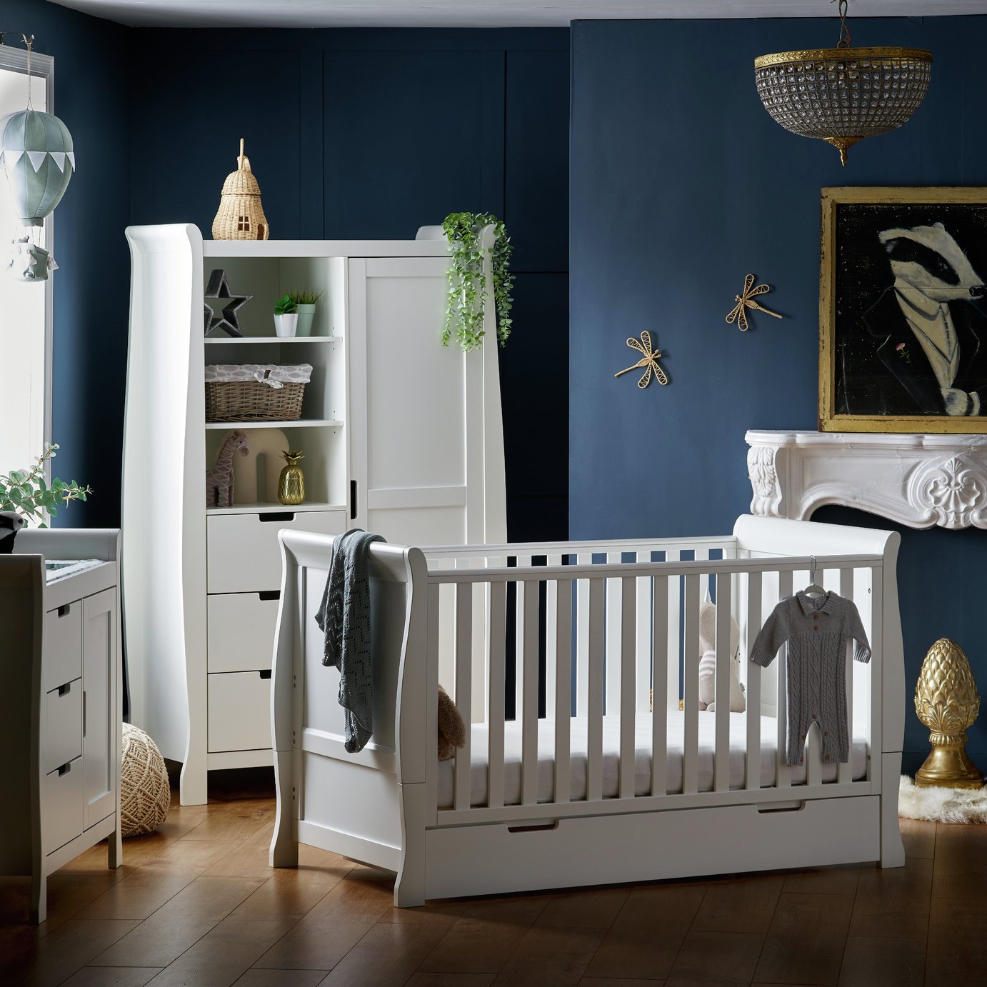 Obaby Stamford Classic Sleigh 3 Piece Nursery Set  - White