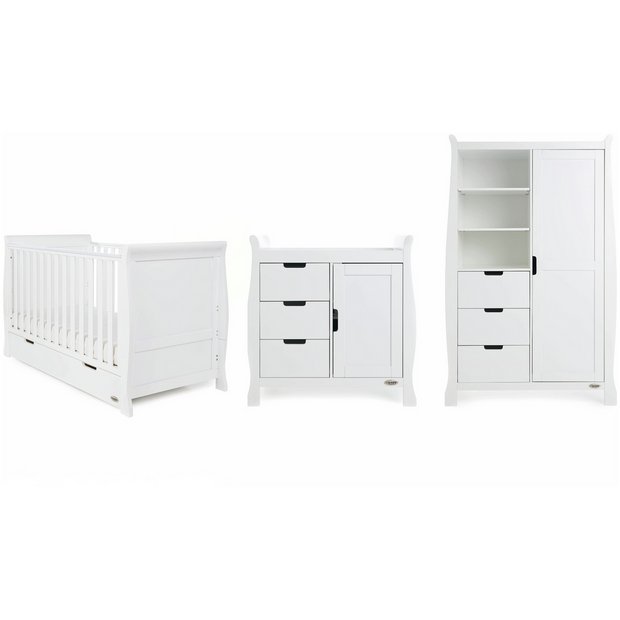 Buy Obaby Stamford Classic Sleigh 3 Piece Nursery Set White Nursery furniture sets Argos