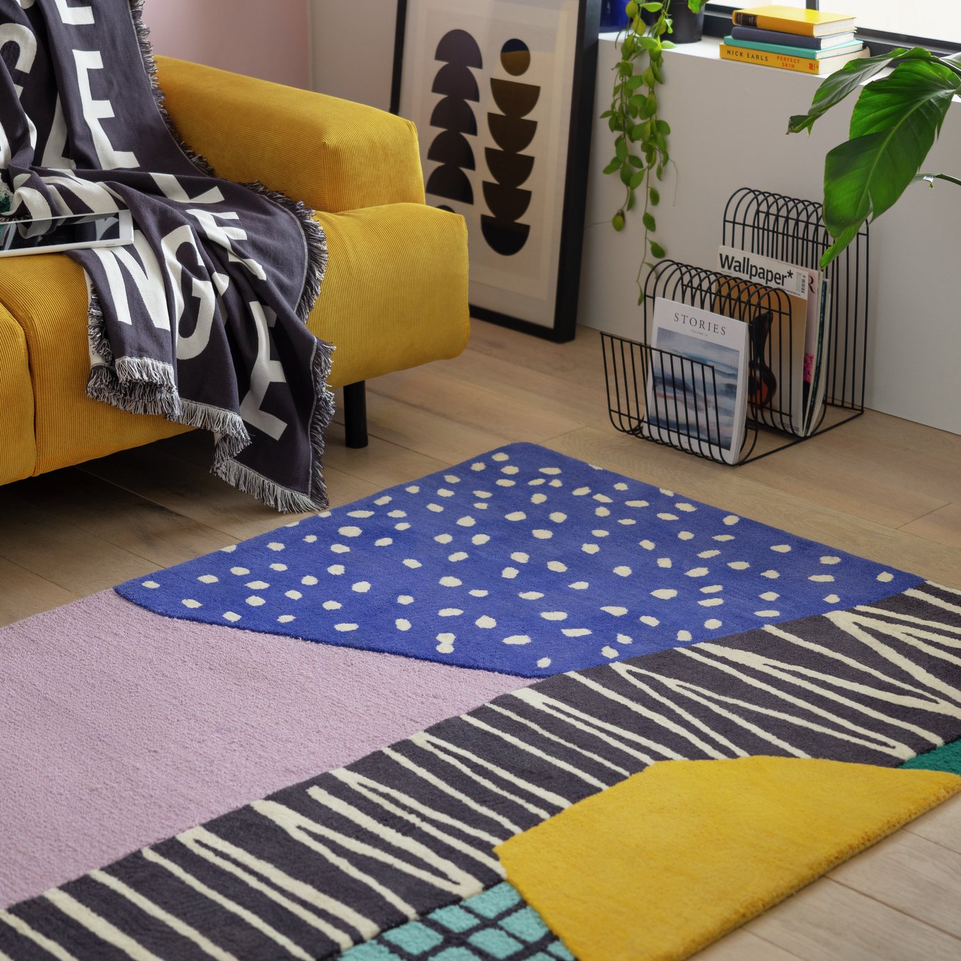 Habitat Abstract Tufted Wool Cut Pile Rug - 120x170cm