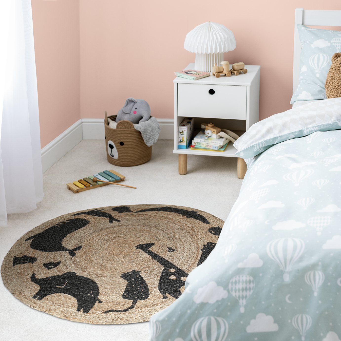 Habitat Kids Animal Round Natural Jute Flatweave Rug - 100cm