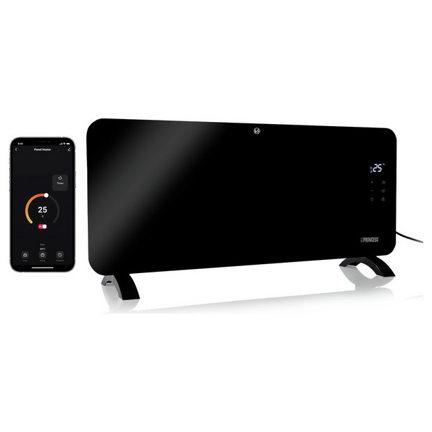Buy Princess 2kW Smart Glass Panel Heater - Black | Heaters and radiators |  Argos