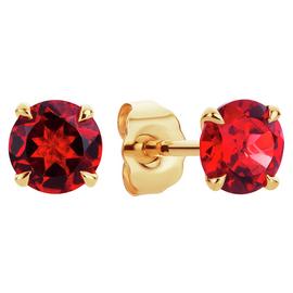 Revere 9ct Yellow Gold Round Created Ruby Stud Earrings