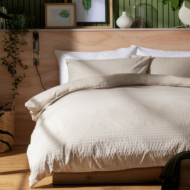 Buy Habitat Seersucker Plain Taupe Bedding Set Single Duvet