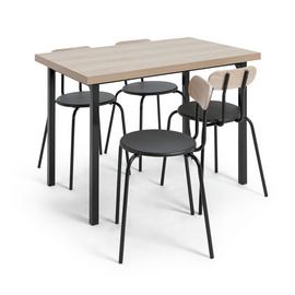 Habitat Zayn Wood Effect Dining Table & 4 Black Chairs 
