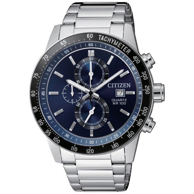 Buy Citizen Men s Silver Chronograph Bracelet Watch Men s watches Argos