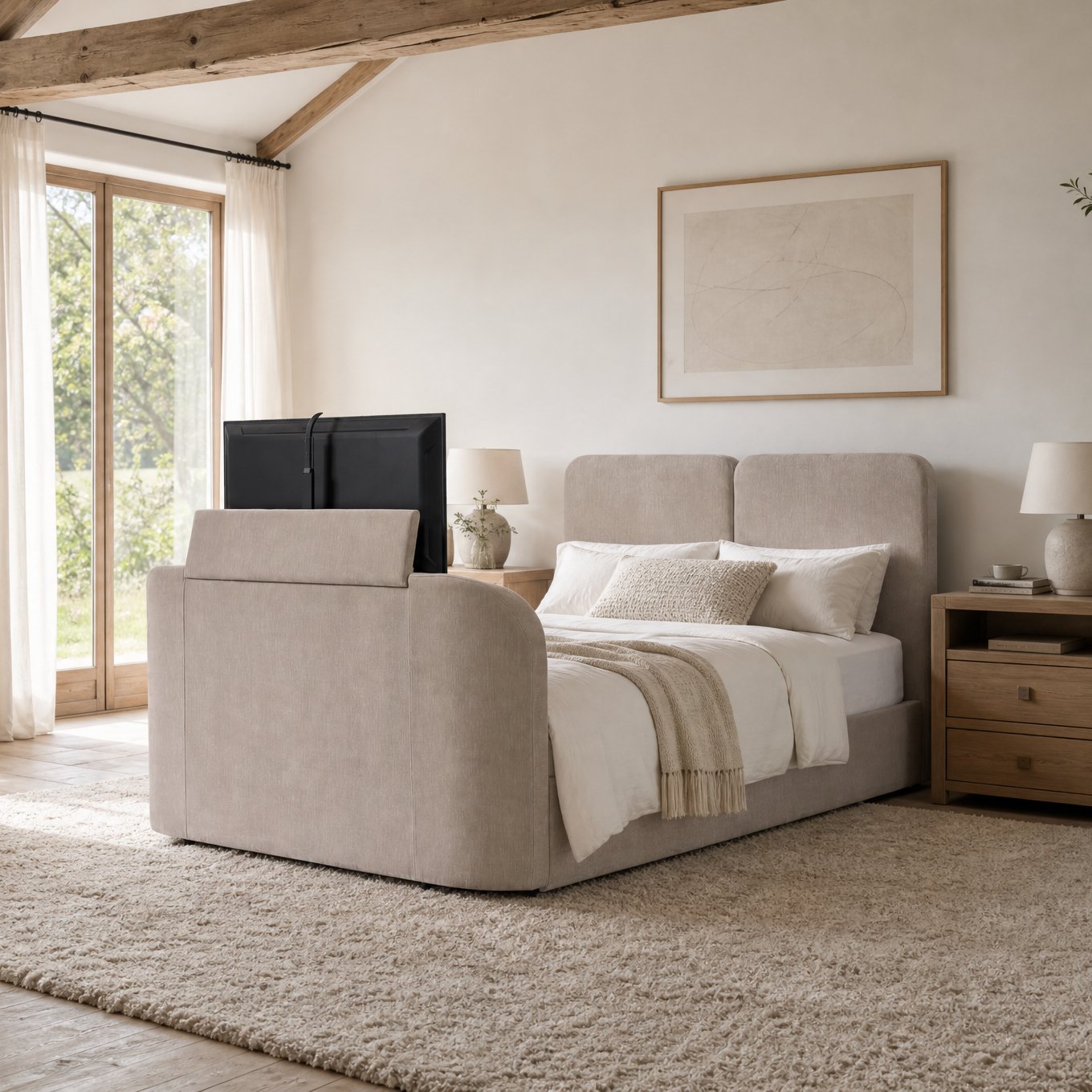 Koble Echo Kingsize Side Lift Ottoman TV Bed - Taupe