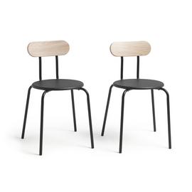 Habitat Zayn Pair of Metal Dining Chairs - Black