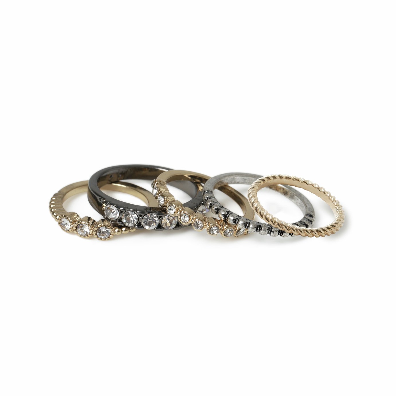 Freedom Mixed Tones Grunge Set of 5 Rings - Medium