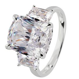 Revere Sterling Silver Cushion Cubic Zirconia Trilogy Ring