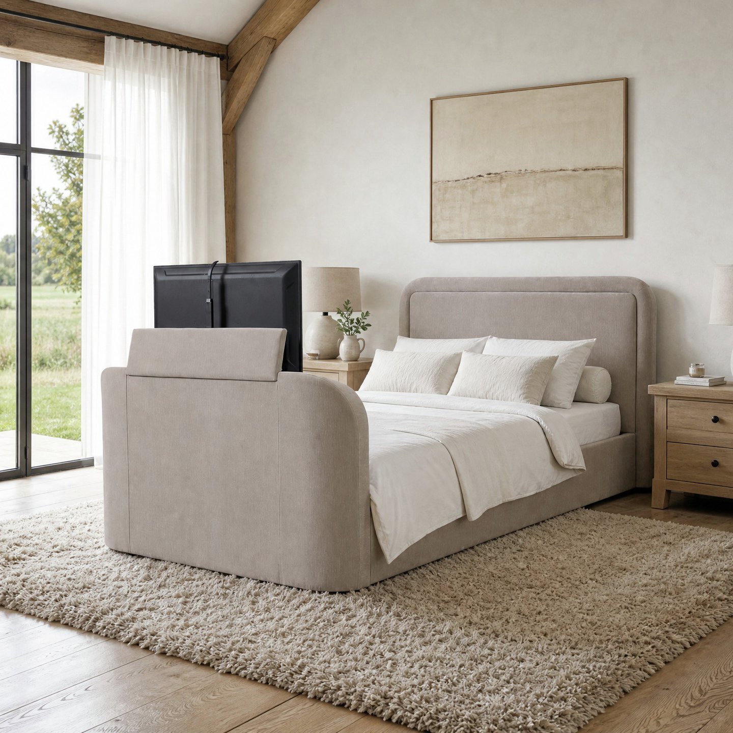Koble Tuba Kingsize Side Lift Ottoman TV Bed - Taupe