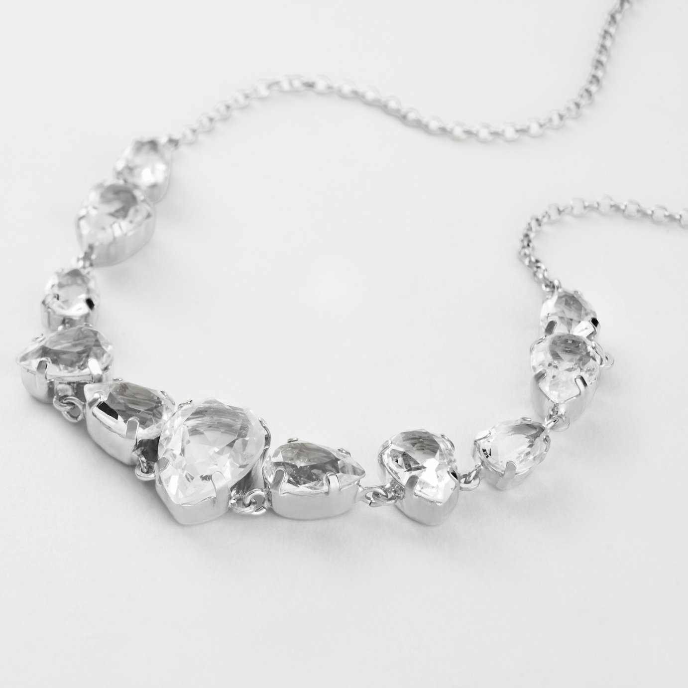 Revere 925 Sterling Silver Multi Crystals Necklace