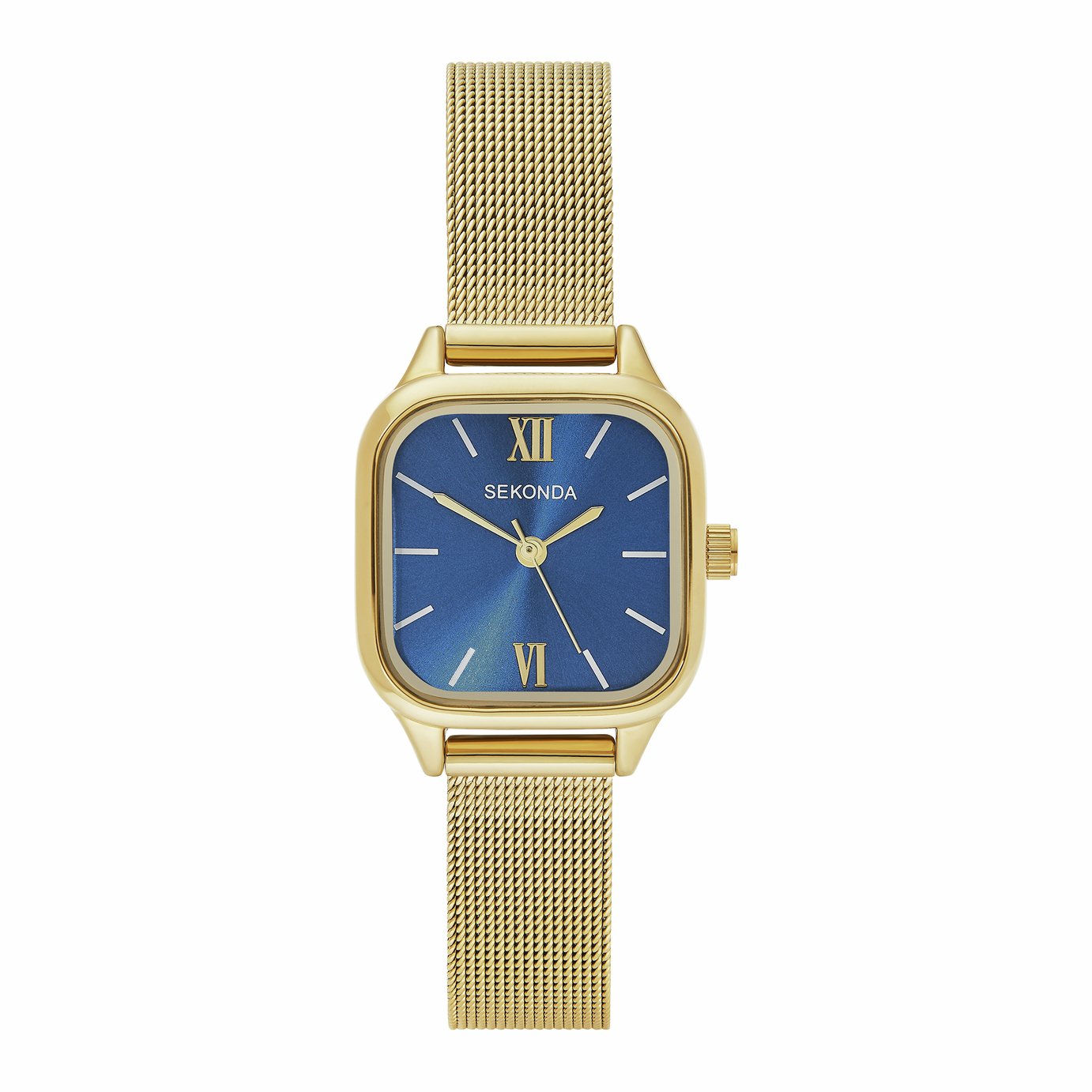Sekonda Dark Blue Sunray Gold Tone Stainless Steel Bracelet Watch