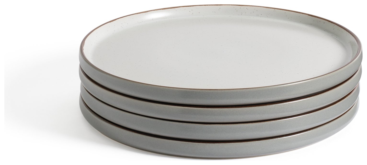 Habitat Speckle 4 Piece Stoneware Dinner Plate - Grey