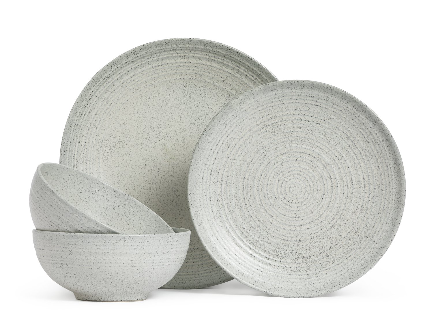 Habitat Textured Ripple 12 Piece Dinner Set - Chalk Grey